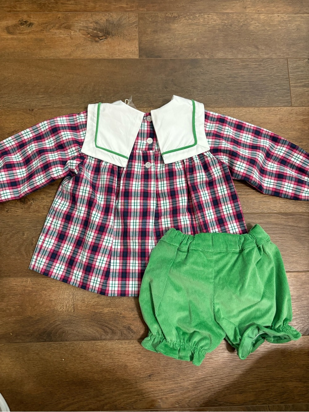 The Beaufort Bonnet Company Plaid & Green Corduroy Set 18-24M NWT - Picture 7 of 7